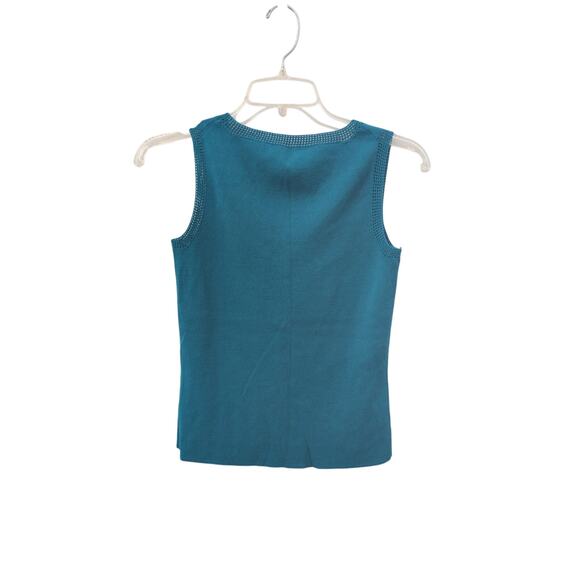 Teal Pointelle Knit Top | Size Small | Viscose Blend - Picture 3 of 3